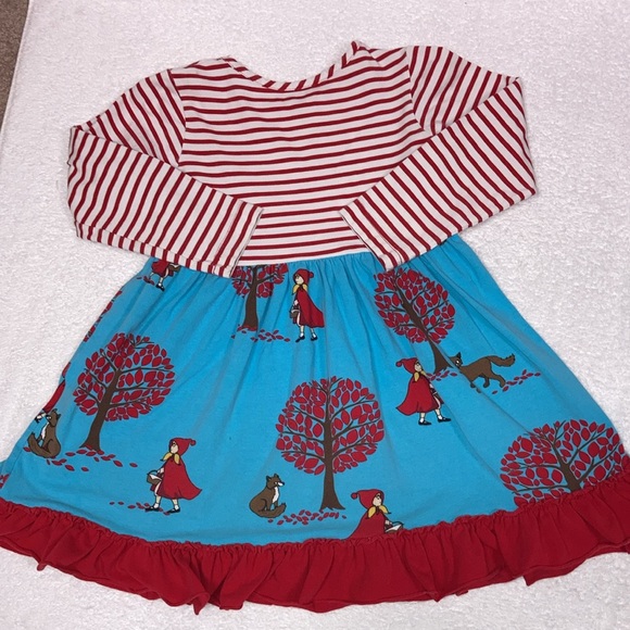 KELLY'S KIDS RED PRINT KNIT DRESS WITH LITTLE RED RIDING HOOD *SIZE 5/6 - Picture 4 of 9